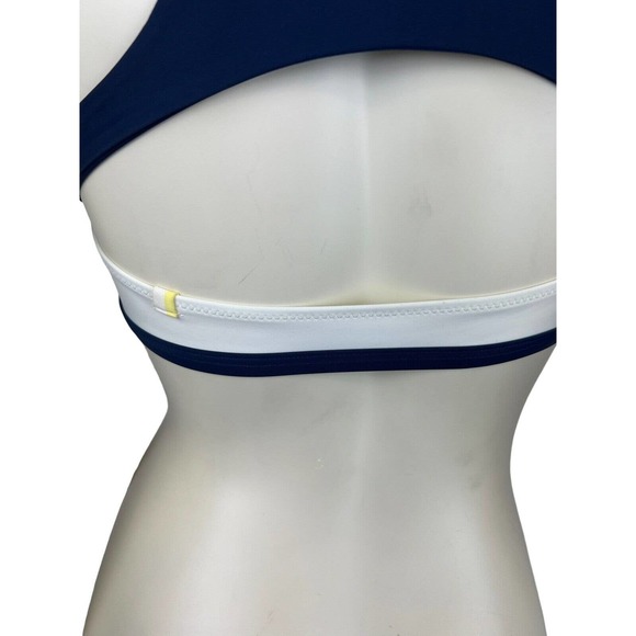 NEW Summersalt Swim Shoreline Bikini Top 2 Cutout Colorblock Blue White Sporty - Picture 9 of 12